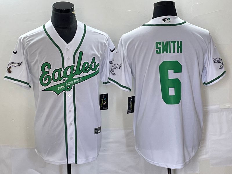 Men Philadelphia Eagles 6 Smith White Co Branding Game NFL Jersey style 5